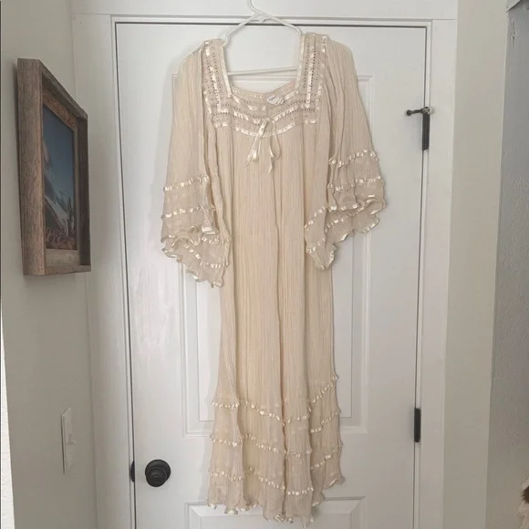 Boho Cream cotton Dress - Picture 6 of 6